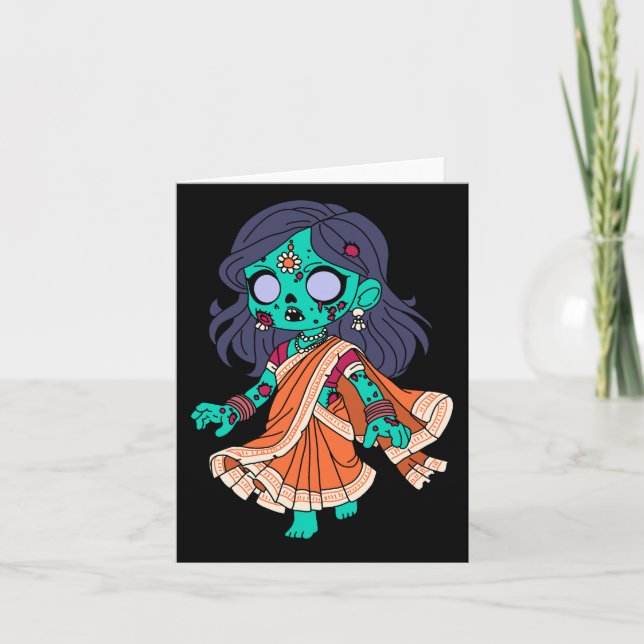 Cute Indian Zombie Note Card (Front)