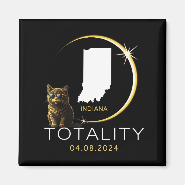 Cute Indiana Total Solar Eclipse Cat Magnet (Front)