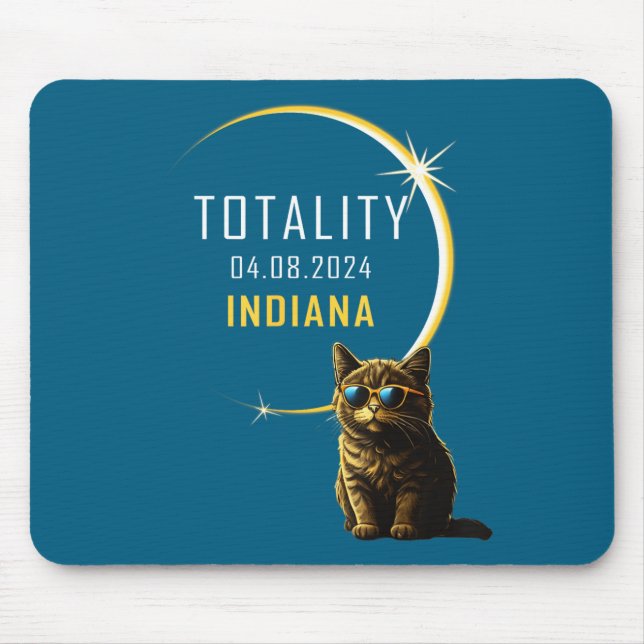 Cute Indiana Total Solar Eclipse Cat Mouse Pad (Front)