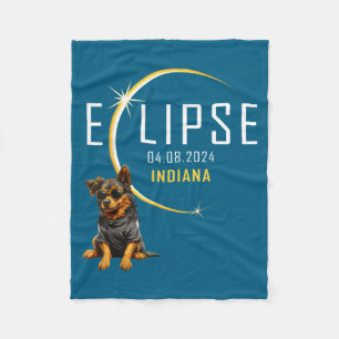 Cute Indiana Total Solar Eclipse Dog Fleece Blanket