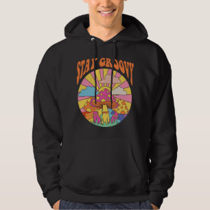 Cute Indie Aesthetic Mushroom Stay Groovy Retro 70 Hoodie