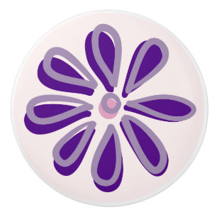 Cute Indigo Flower Doodle  Ceramic Knob