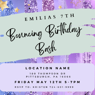 Cute indoor trampoline park birthday invitation