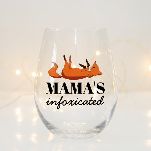 Cute Infoxicate Fox Mum Gift Who Loves Drinking Stemless Wine Glass