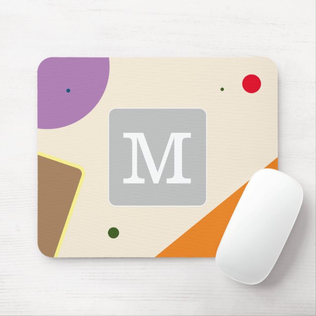 Cute initial colour block multicolor Pink Purple Mouse Pad (With Mouse)
