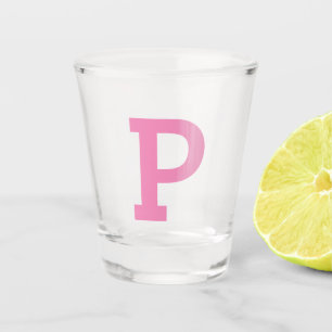 Cute Initial Letter Pink Shot Glass