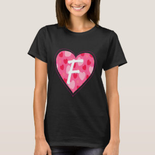 Cute Initial Monogram Letter F Heart Pattern For W T-Shirt