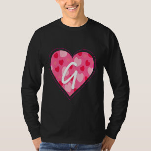 Cute Initial Monogram Letter G He Pattern For Wome T-Shirt