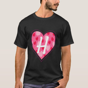 Cute Initial Monogram Letter H Heart Pattern For W T-Shirt