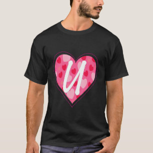 Cute Initial Monogram Letter U Heart Pattern For W T-Shirt