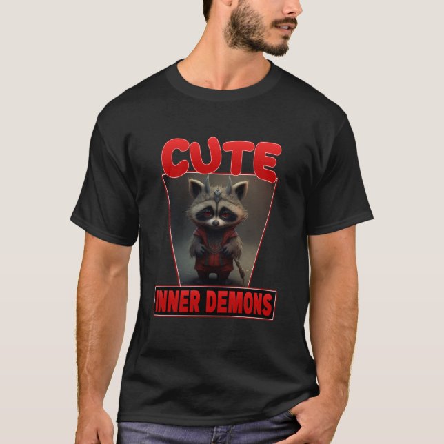 Cute Inner Demons  Trash Panda Devil Raccoon T-Shirt (Front)