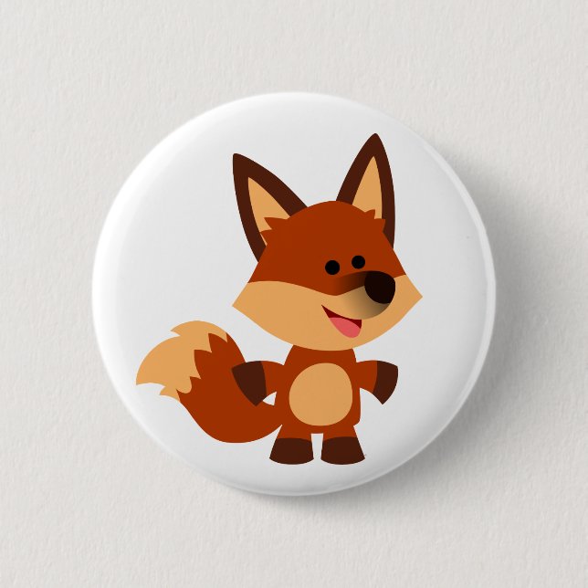 Cute Innocent Cartoon Fox Button Badge (Front)