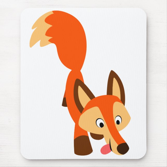 Cute Inquisitive Cartoon Fox Mousepad (Front)