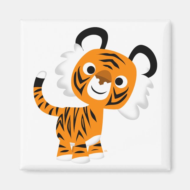 Cute Inquisitive Cartoon Tiger Magnet (Front)