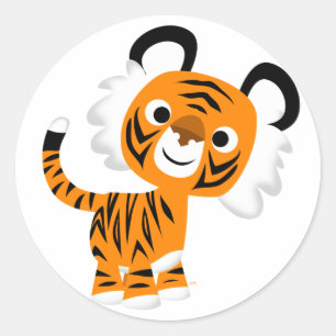 Cute Inquisitive Cartoon Tiger Sticker