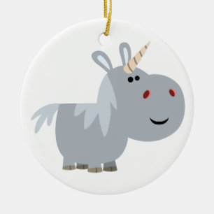 Cute Inscrutable Cartoon Unicorn Ornament