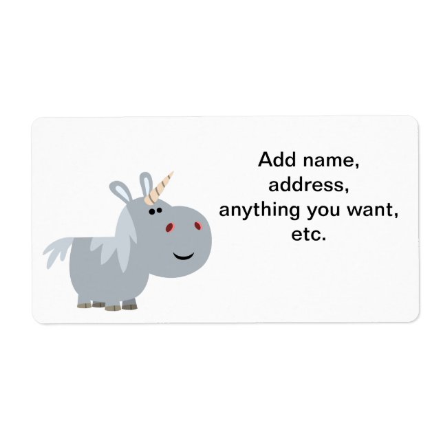Cute Inscrutable Cartoon Unicorn Shipping Label (Front)