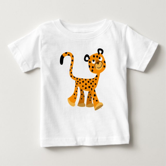 Cute Insouciant Cartoon Cheetah Baby T-Shirt (Front)