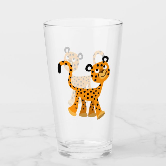 Cute Insouciant Cartoon Cheetah  Glass (Front)