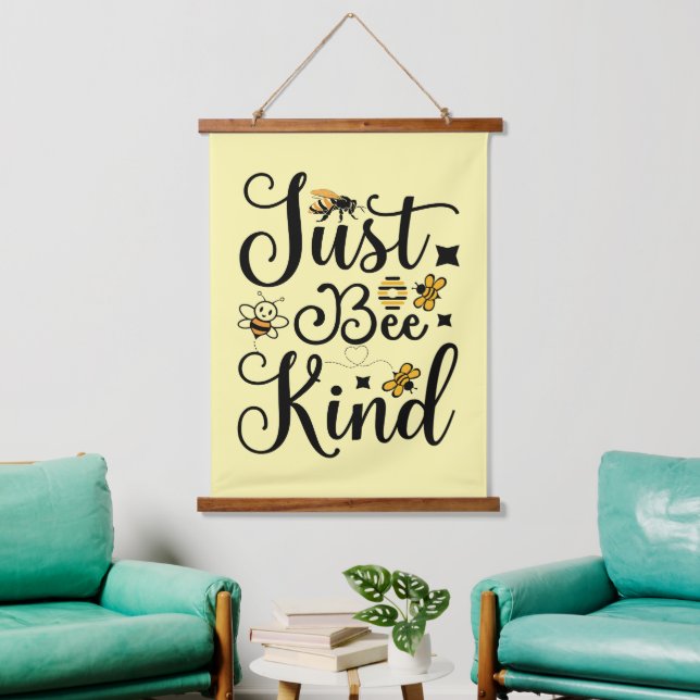 Cute inspirational bee kind  hanging tapestry (Living Room)