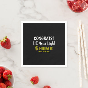 Cute Inspirational Bible Verse Graduation Black Napkin