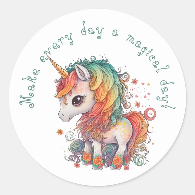 Cute Inspirational Rainbow Unicorn Stickers (Front)