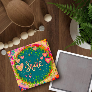 Cute Inspirational Share Hearts Floral Fun Magnet