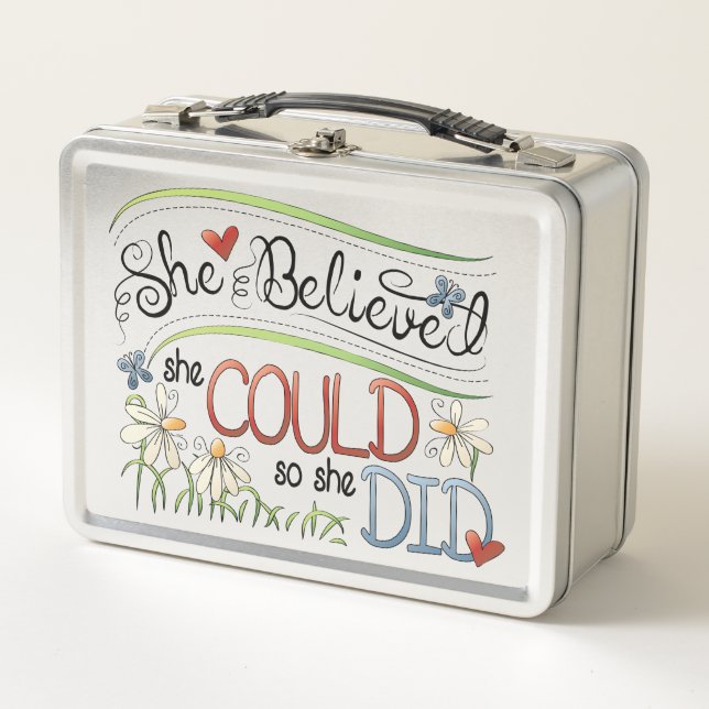 Cute Inspirational Stainless Steel Lunch Box (Front)