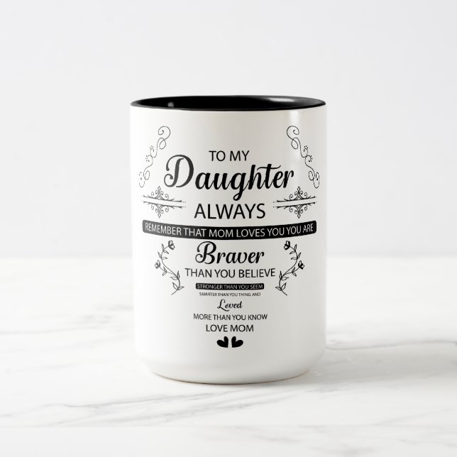 Cute Inspirational To My Daughter Two-Tone Coffee Mug (Center)