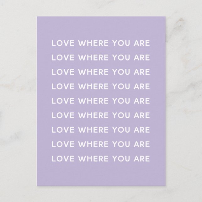 Cute Inspirational Uplifting Word Typography Lilac Postcard (Front)
