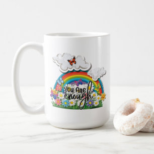Cute inspirational word art positive enough coffee mug