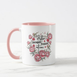 Cute inspirational word art positive thoughts mug