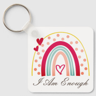 Cute Inspiring I Am Enough Affirmation Key Ring