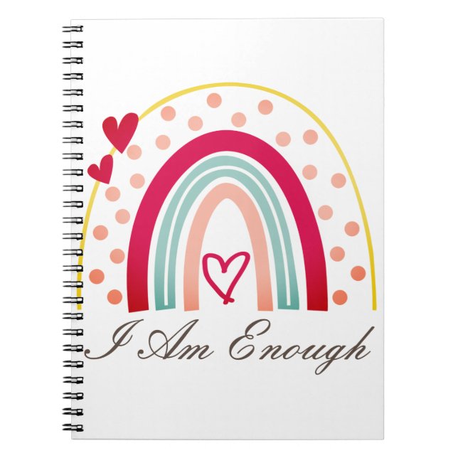 Cute Inspiring I Am Enough Affirmation Notebook (Front)
