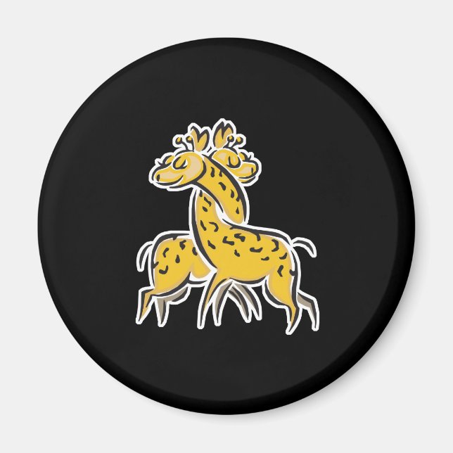 cute intertwined giraffes magnet (Front)