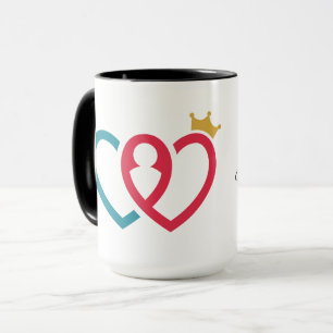Cute Intertwined Heart Queen Crown Couple Coffee Mug