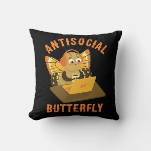 Cute Introvert Aesthetic Antisocial Butterfly Cushion