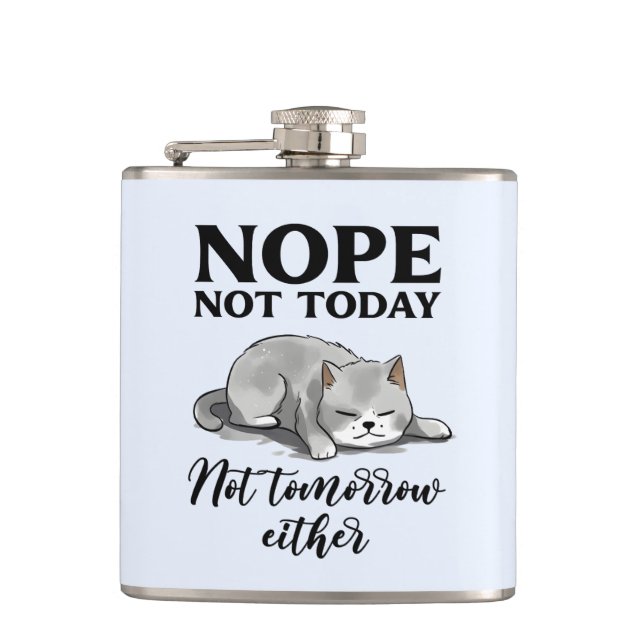 Cute Introvert Cat Hip Flask (Front)