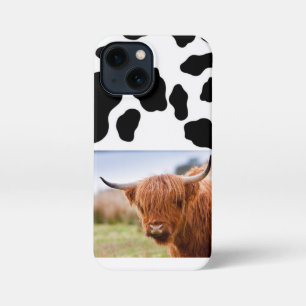 cute iphone case! cowprint/shaggy cow iPhone 13 mini case