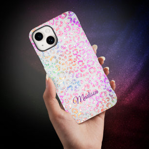 Cute iridescent Animal print glitter monogram Case