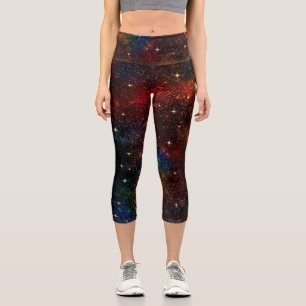 Cute iridescent colourful faux glitter monogram capri leggings