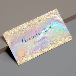 Cute iridescent faux gold glitter 	Magnetic business card