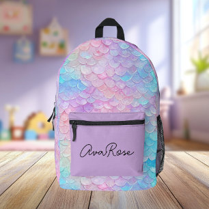 Cute Iridescent Mermaid Scale Personalized  Printed Backpack