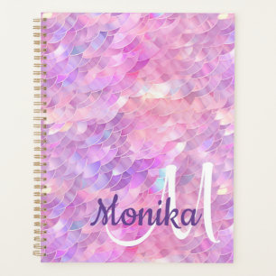 Cute Iridescent Unicorn Ombre Glitter Monogram Planner