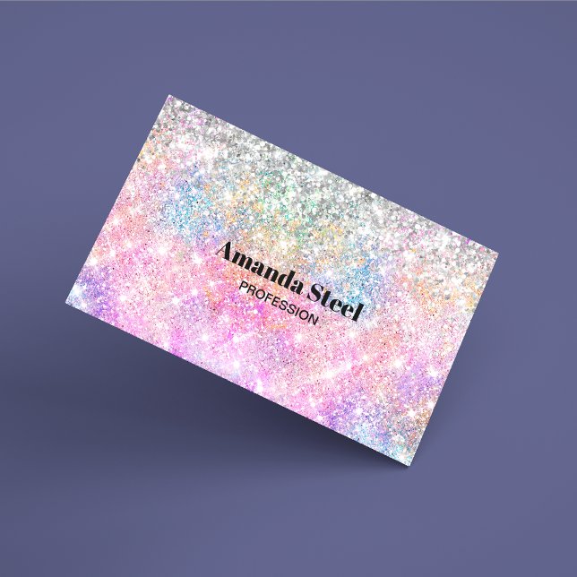 Cute iridescent unicorn pink glitter 	Magnetic business card (Creator Uploaded)