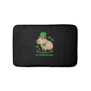 Cute Irish Capybara Leprechaun Happy St.Patrick's  Bath Mat
