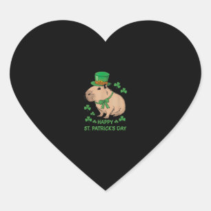 Cute Irish Capybara Leprechaun Happy St.Patrick's  Heart Sticker