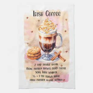 Cute Irish coffee recipe Tea Towel