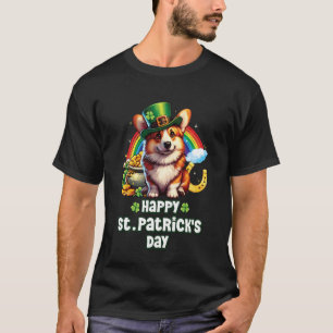 Cute Irish Corgi Dog Leprechaun Shamrock St. Patri T-Shirt