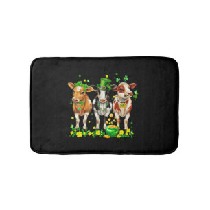 Cute Irish Cow Leprechaun Shamrock St Patricks Day Bath Mat